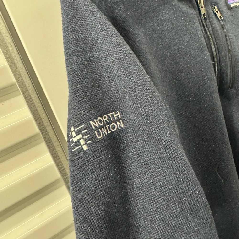Patagonia Full Zip Up Sweatshirt‎ Blue Company Embroidered Mens XL Utility Work